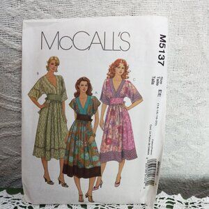 McCall's Dress Sewing Pattern M5137 NIP Uncut/Unused Sz 14, 16, 18, 20
